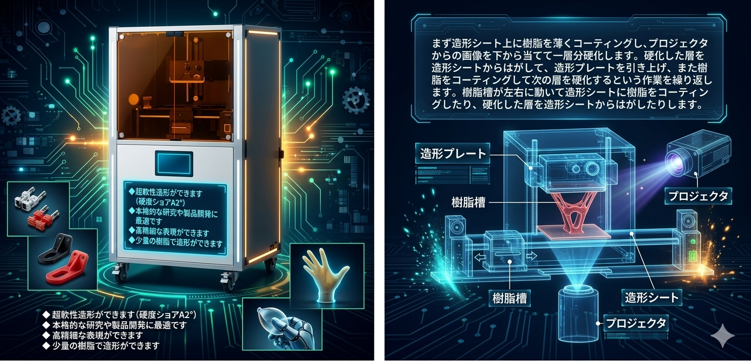 超柔軟樹脂による3D造形